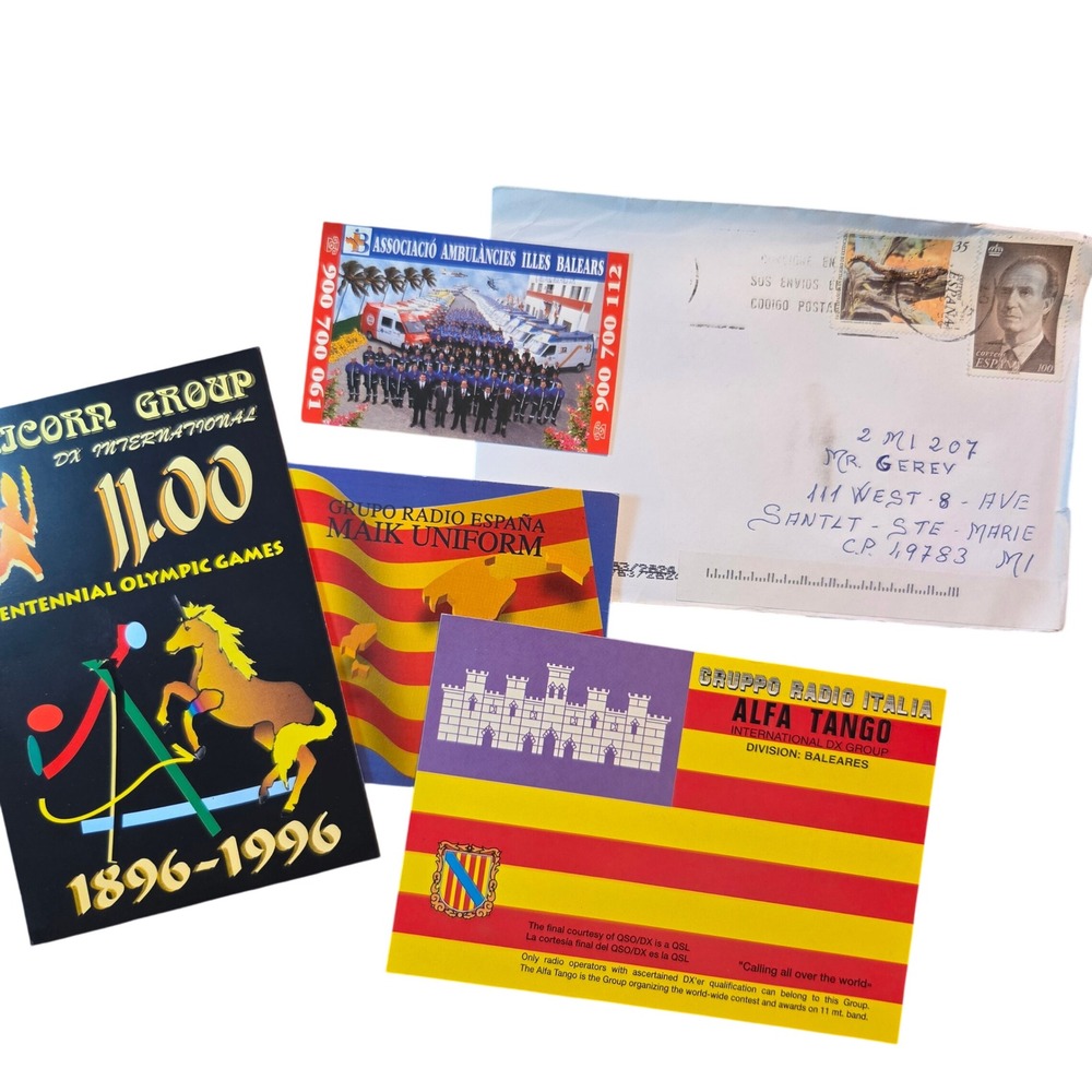 Vintage Spain QSL Radio Cards Baleares Alfa Tango Maik Uniform Lot of 4